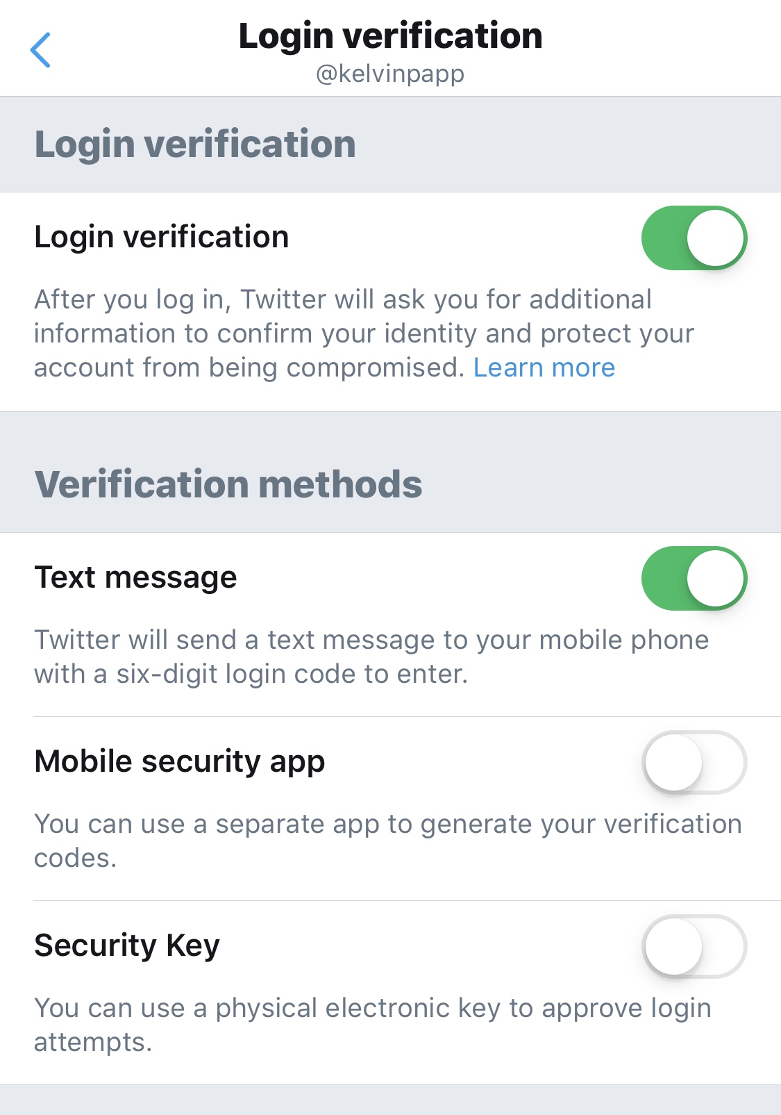 Twitter Login Verification screen with SMS enabled