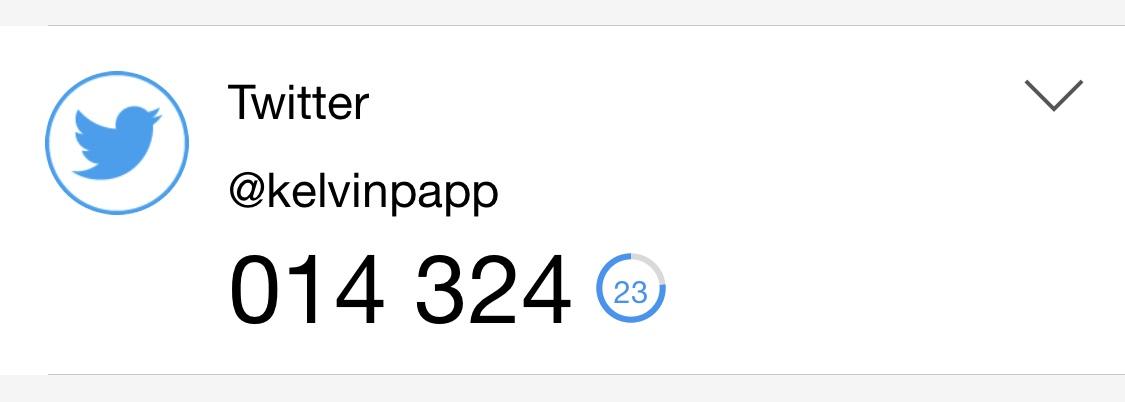 Twitter listed int he Microsoft Authenticator app