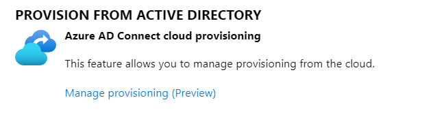 A graphic showing Cloud Provisioning in the Azure AD portal